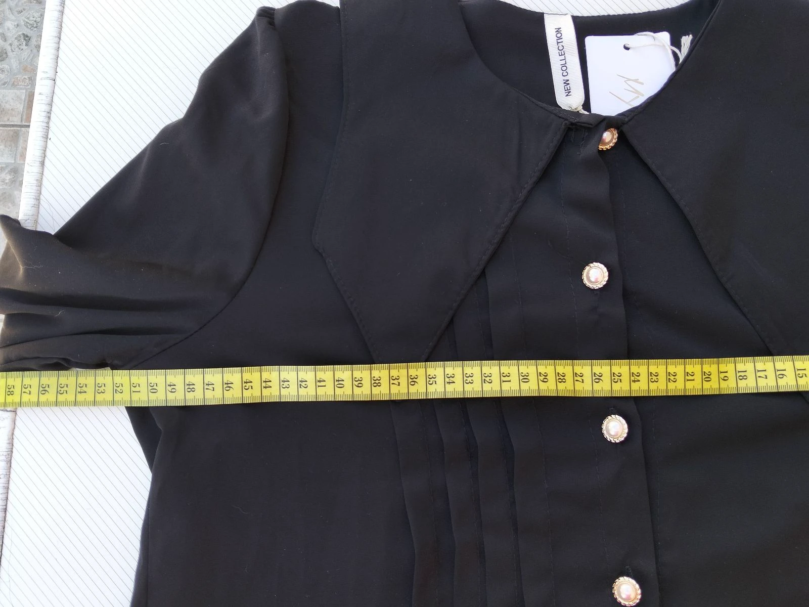 Camisa negra botones joya – photo 8